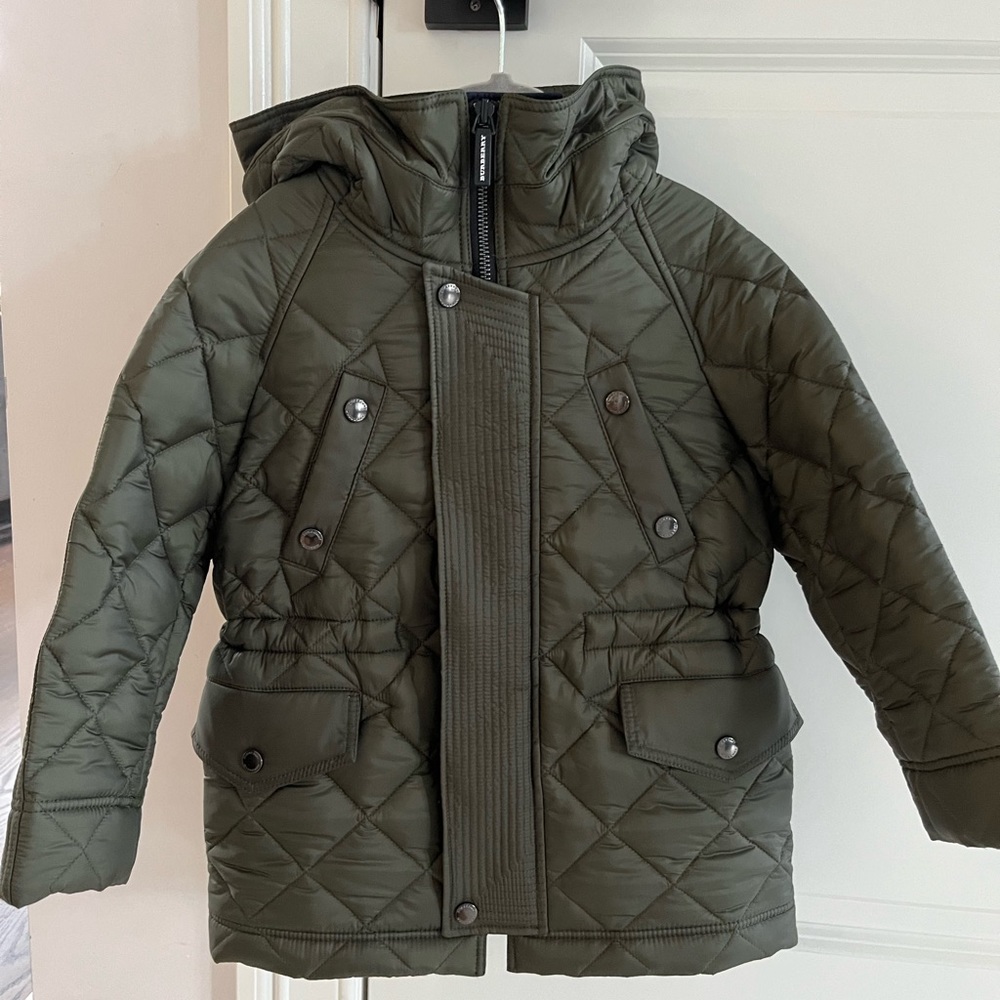 NWT Burberry Boys Quilted Coat Hood